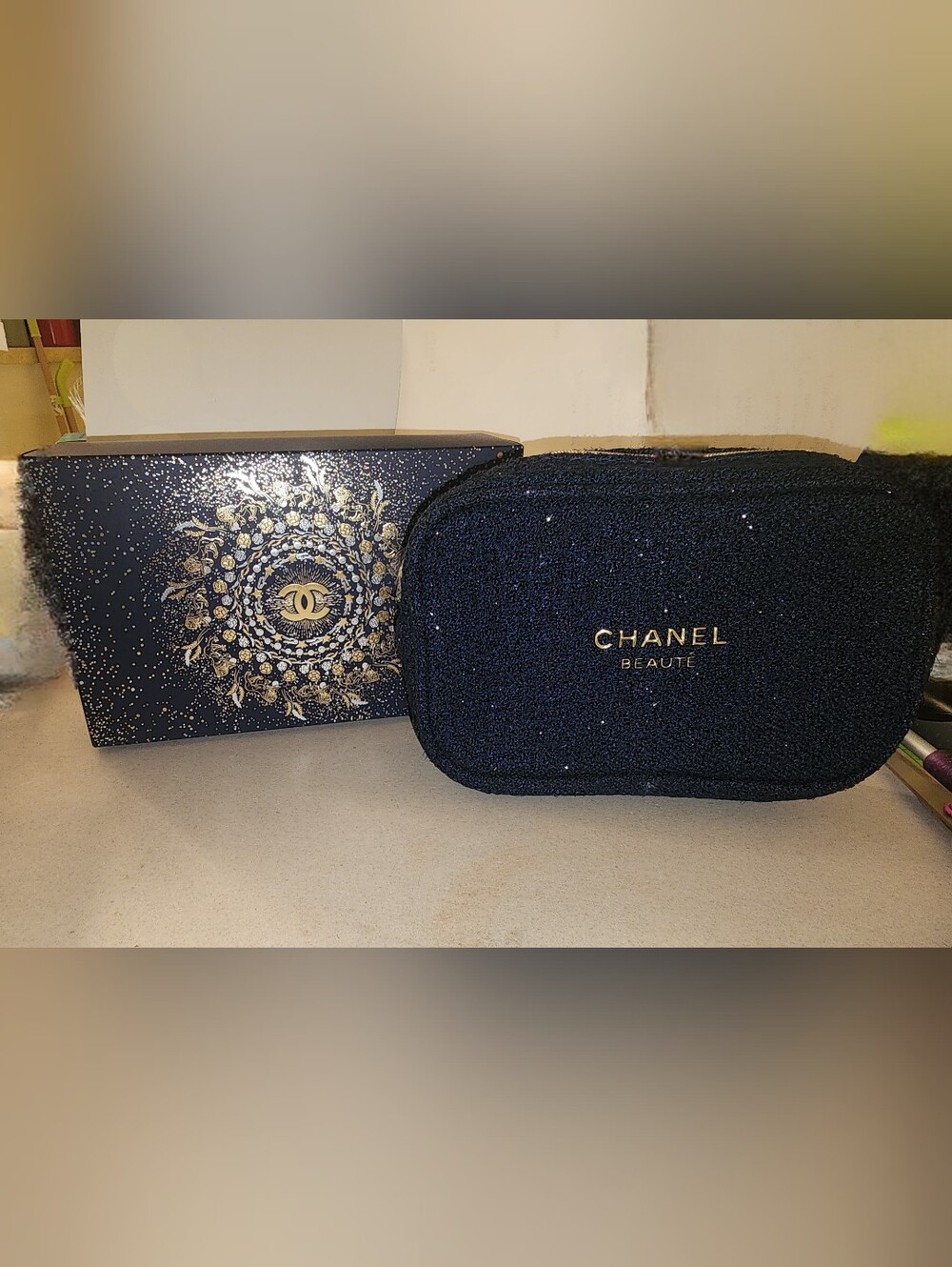 Chanel Beauté Navy Sparkle Cosmetic Pouch